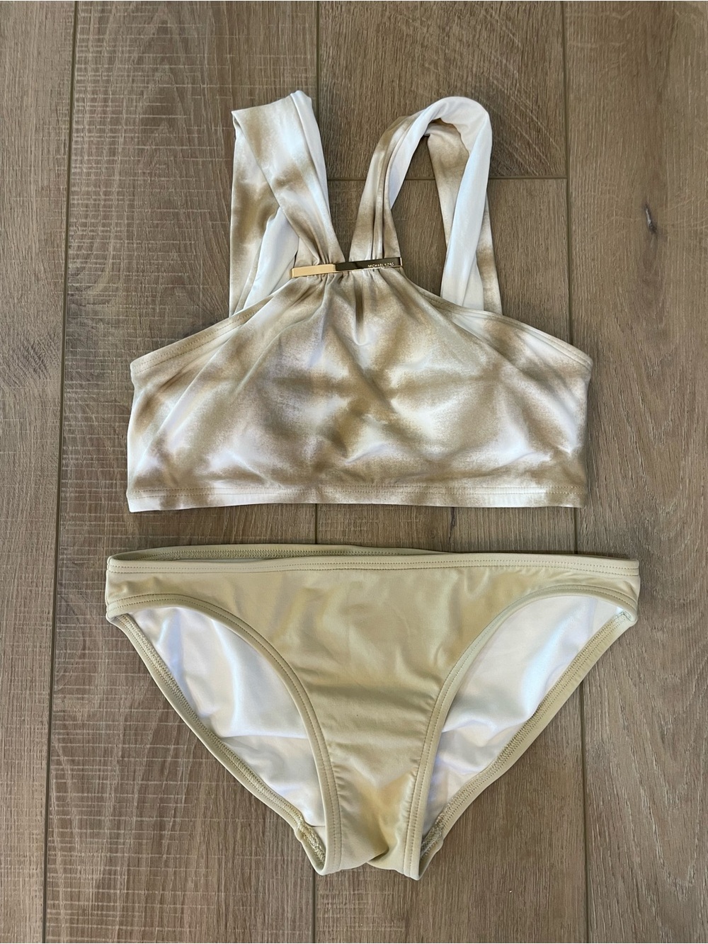 Michael Kors Gold and White Two-Piece Bikini Set